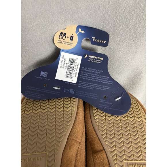 Isotoner Women's Rory Recycled Buck Skin Bootie Slippers 5-6 Small Brown NWT's - Picture 7 of 8